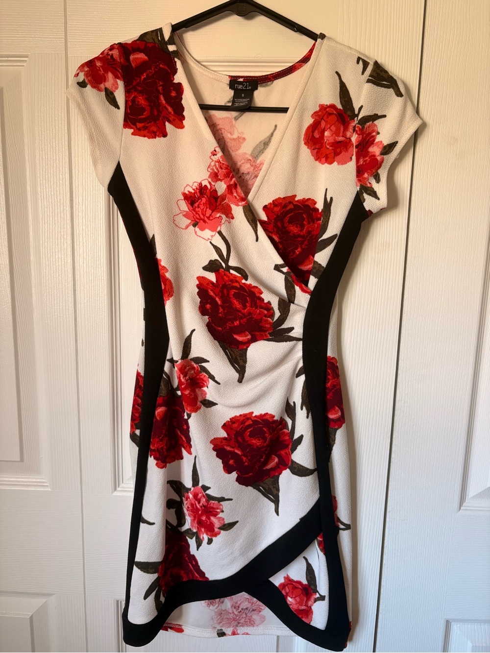 White Floral Wrap Dress with Red Roses - rue21